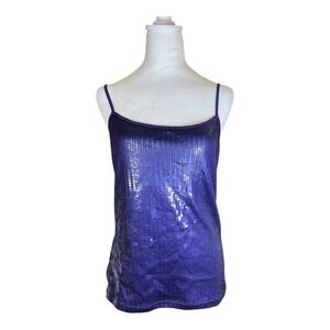 LOFT Sequin Cami Top Sleeveless Party‎ Tank Sparkle Purple Women's Size M